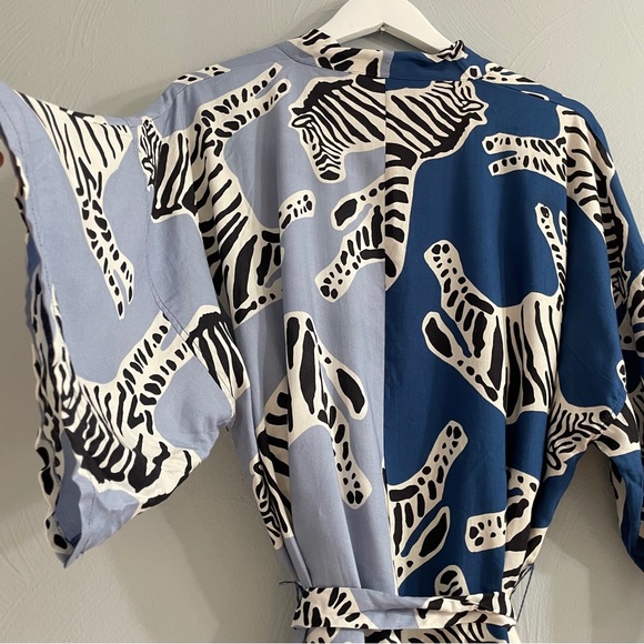 EMERSON FRY INDIA COLLECTION FETE KIMONO - ZEBRA LAPIS size S/XS - Picture 10 of 12
